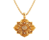 Elegant Gold Diamond Flower Pendant Necklace