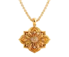 Elegant Gold Diamond Flower Pendant Necklace