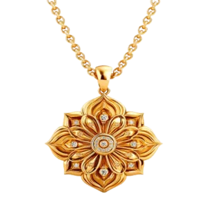Elegant Gold Diamond Flower Pendant Necklace