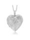 Locket Pendant Necklace Charm 1.5″ Engraved Flowers Heart Shape